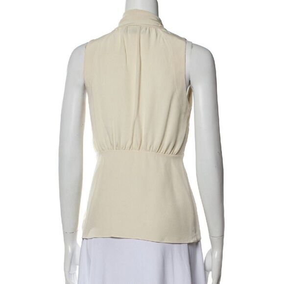 Derek Lam Cream Silk Sleeveless Fringe Tie Blouse Top Size 4 IT 40 - Picture 3 of 13